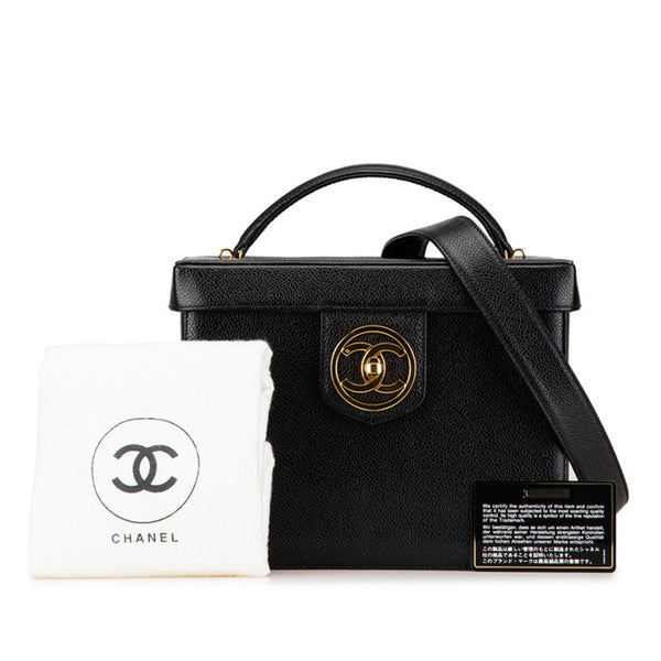 シャネル ココマーク バニティバッグ ショルダーバッグ 2WAY ブラック キャビアスキン レディース CHANEL 【中古】