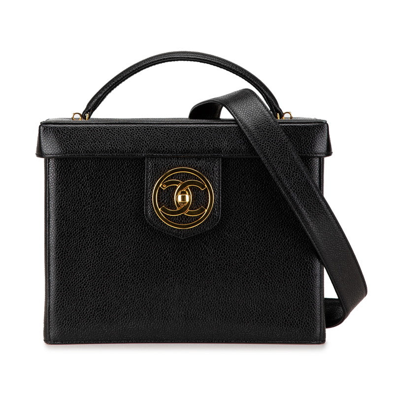 シャネル ココマーク バニティバッグ ショルダーバッグ 2WAY ブラック キャビアスキン レディース CHANEL 【中古】