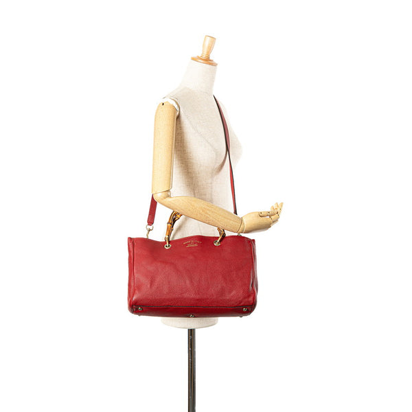 グッチ バンブー ハンドバッグ ショルダーバッグ 2WAY 323660 レッド レザー レディース GUCCI 【中古】