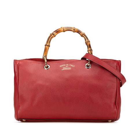 グッチ バンブー ハンドバッグ ショルダーバッグ 2WAY 323660 レッド レザー レディース GUCCI 【中古】