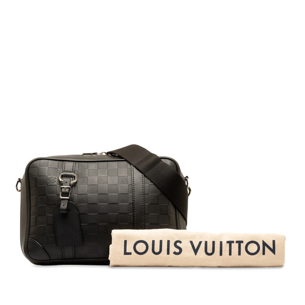 ルイ ヴィトン ダミエ アンフィニ シリウス メッセンジャー ショルダーバッグ N45286 ブラック PVC レザー レディース LOUIS VUITTON 【中古】