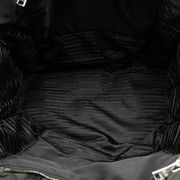 プラダ 三角ロゴプレート トートバッグ 1BG421 ブラック ナイロン レザー レディース PRADA 【中古】