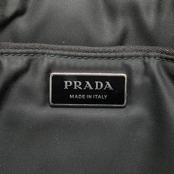 プラダ 三角ロゴプレート トートバッグ 1BG421 ブラック ナイロン レザー レディース PRADA 【中古】