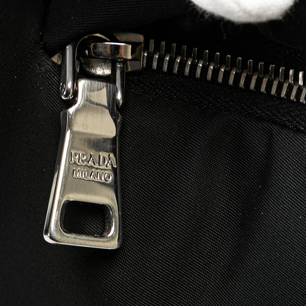プラダ 三角ロゴプレート トートバッグ 1BG421 ブラック ナイロン レザー レディース PRADA 【中古】