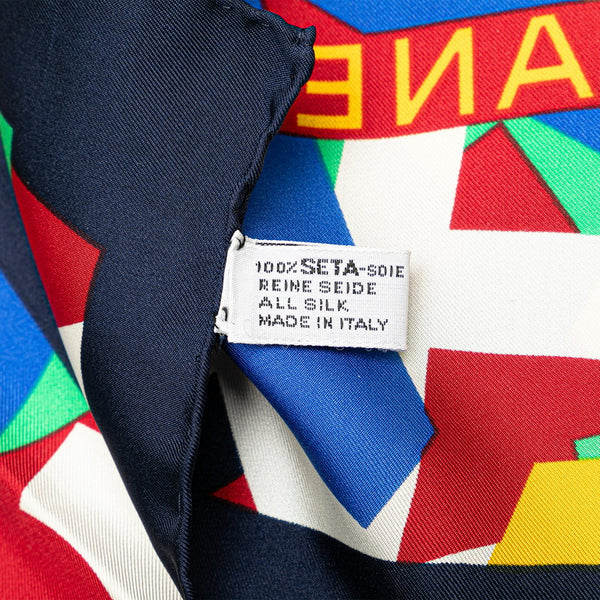 シャネル ココマーク ロゴピカソ スカーフ ネイビー マルチカラー シルク レディース CHANEL 【中古】