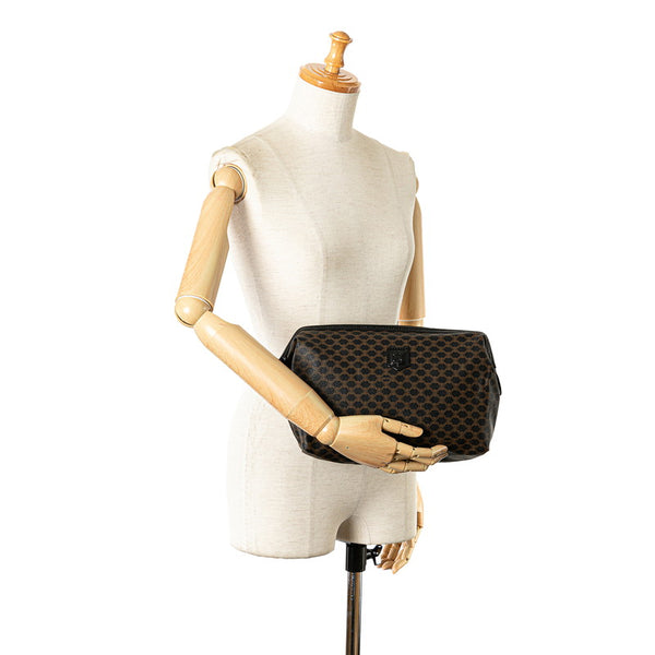 セリーヌ マカダム セカンドバッグ クラッチバッグ ブラック ブラウン PVC レザー レディース CELINE 【中古】