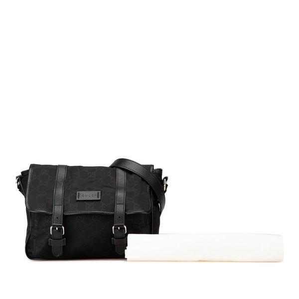グッチ GGナイロン ミディアム メッセンジャーバッグ ショルダーバッグ 510335 ブラック ナイロン レザー レディース GUCCI 【中古】