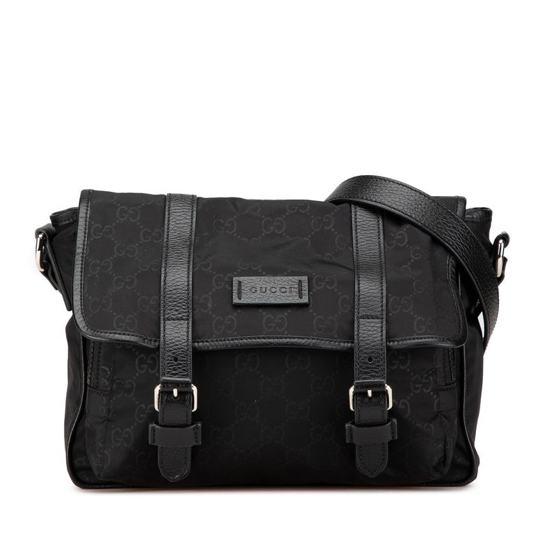グッチ GGナイロン ミディアム メッセンジャーバッグ ショルダーバッグ 510335 ブラック ナイロン レザー レディース GUCCI 【中古】