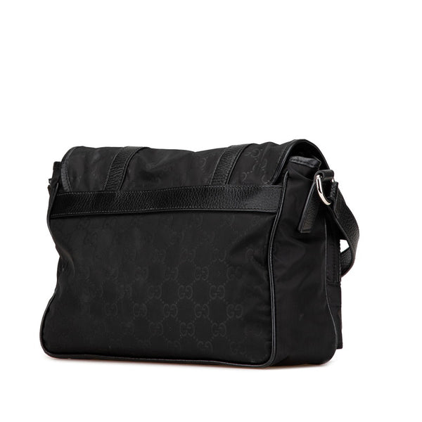 グッチ GGナイロン ミディアム メッセンジャーバッグ ショルダーバッグ 510335 ブラック ナイロン レザー レディース GUCCI 【中古】