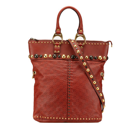 グッチ グッチシマ スタッズ ハンドバッグ ショルダーバッグ 2WAY 207282 レッド レザー レディース GUCCI 【中古】