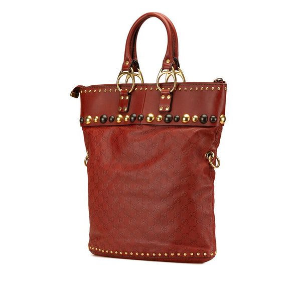 グッチ グッチシマ スタッズ ハンドバッグ ショルダーバッグ 2WAY 207282 レッド レザー レディース GUCCI 【中古】