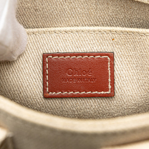 クロエ ウッディ スモール ハンドバッグ ショルダーバッグ 2WAY ベージュ ブラウン キャンバス レザー レディース Chloe 【中古】