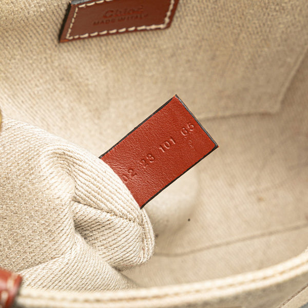 クロエ ウッディ スモール ハンドバッグ ショルダーバッグ 2WAY ベージュ ブラウン キャンバス レザー レディース Chloe 【中古】