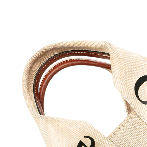 クロエ ウッディ スモール ハンドバッグ ショルダーバッグ 2WAY ベージュ ブラウン キャンバス レザー レディース Chloe 【中古】