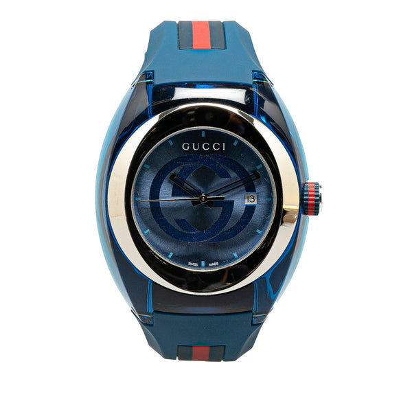 グッチ SYNC シンク ブルーダイヤル 腕時計 137.1 クオーツ ブルー文字盤 ステンレススチール メンズ GUCCI 【中古】