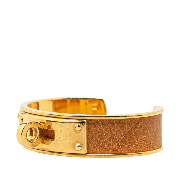 エルメス ケリー バングル ブラウン ゴールド レザー メッキ レディース HERMES 【中古】