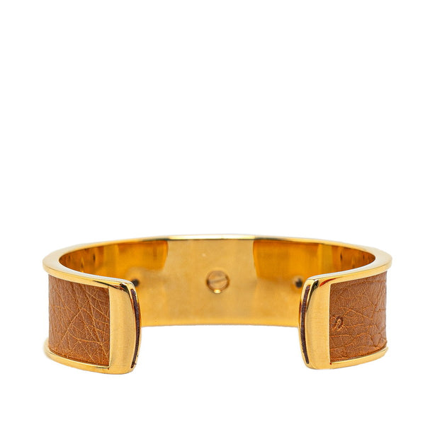 エルメス ケリー バングル ブラウン ゴールド レザー メッキ レディース HERMES 【中古】