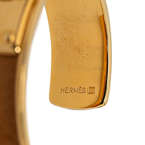 エルメス ケリー バングル ブラウン ゴールド レザー メッキ レディース HERMES 【中古】