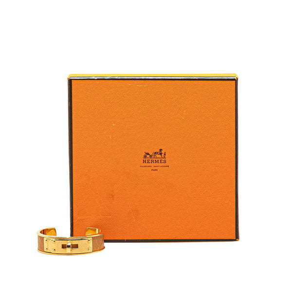 エルメス ケリー バングル ブラウン ゴールド レザー メッキ レディース HERMES 【中古】