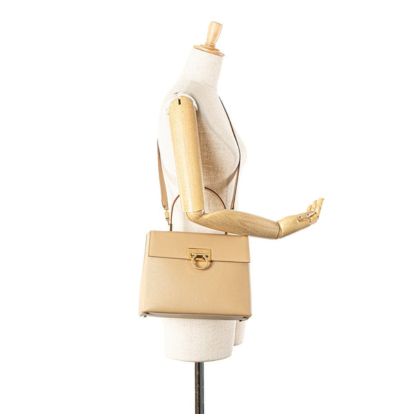 サルヴァトーレフェラガモ ガンチーニ トップハンドル ハンドバッグ ショルダーバッグ 2WAY AF-21 0290 ベージュ レザー レディース Salvatore Ferragamo 【中古】