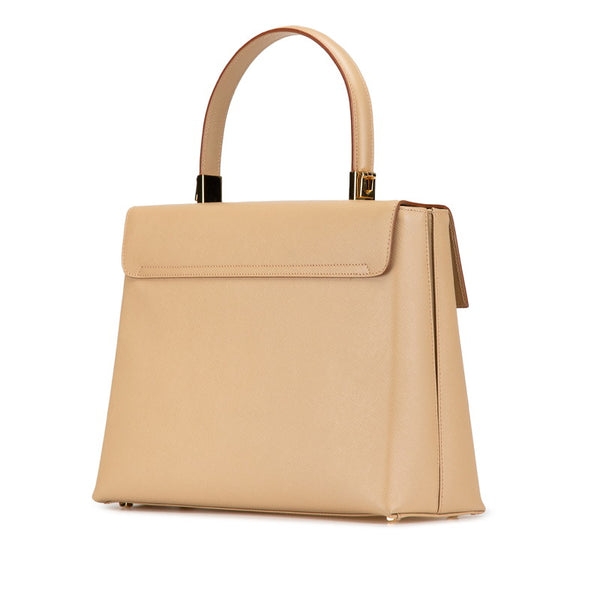 サルヴァトーレフェラガモ ガンチーニ トップハンドル ハンドバッグ ショルダーバッグ 2WAY AF-21 0290 ベージュ レザー レディース Salvatore Ferragamo 【中古】