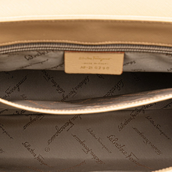 サルヴァトーレフェラガモ ガンチーニ トップハンドル ハンドバッグ ショルダーバッグ 2WAY AF-21 0290 ベージュ レザー レディース Salvatore Ferragamo 【中古】