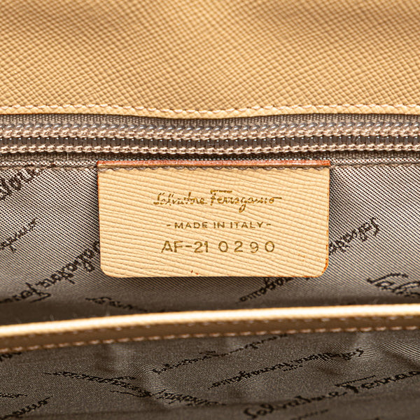 サルヴァトーレフェラガモ ガンチーニ トップハンドル ハンドバッグ ショルダーバッグ 2WAY AF-21 0290 ベージュ レザー レディース Salvatore Ferragamo 【中古】