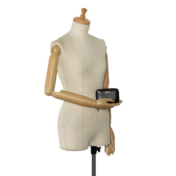 グッチ コンパクト ミニ ロゴ コインケース 小銭入れ 547597 ブラック レザー レディース GUCCI 【中古】