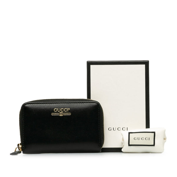 グッチ コンパクト ミニ ロゴ コインケース 小銭入れ 547597 ブラック レザー レディース GUCCI 【中古】