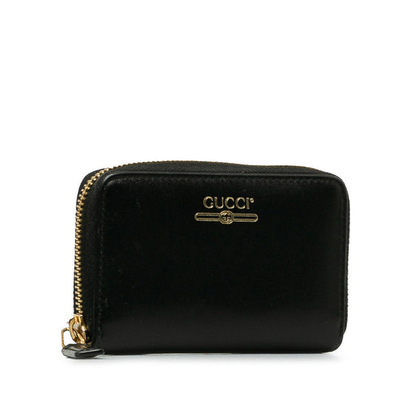 グッチ コンパクト ミニ ロゴ コインケース 小銭入れ 547597 ブラック レザー レディース GUCCI 【中古】