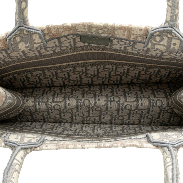 クリスチャンディオール オブリーク ブックトート ミディアム トートバッグ ホワイト グレー キャンバス レディース Christian Dior 【中古】