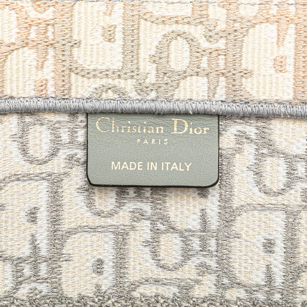 クリスチャンディオール オブリーク ブックトート ミディアム トートバッグ ホワイト グレー キャンバス レディース Christian Dior 【中古】