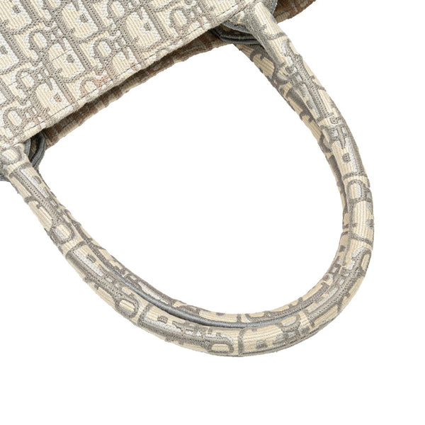 クリスチャンディオール オブリーク ブックトート ミディアム トートバッグ ホワイト グレー キャンバス レディース Christian Dior 【中古】
