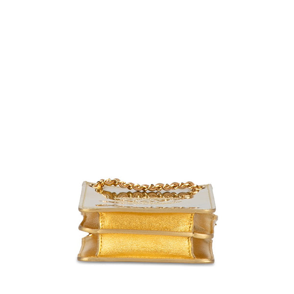 シャネル ココマーク チェーン 斜め掛け ショルダーバッグ フォンホルダー ポーチ ゴールド パテントレザー レディース CHANEL 【中古】