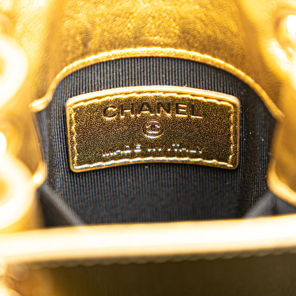 シャネル ココマーク チェーン 斜め掛け ショルダーバッグ フォンホルダー ポーチ ゴールド パテントレザー レディース CHANEL 【中古】