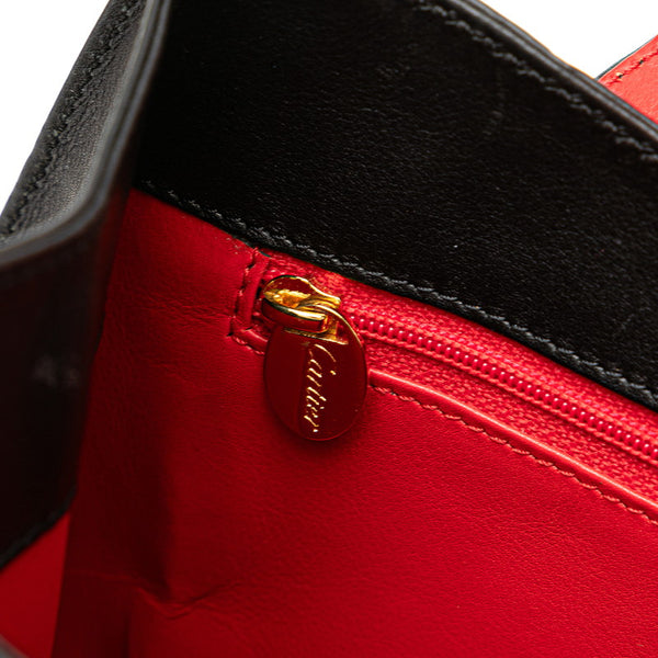 カルティエ パンテール ハンドバッグ ブラック ゴールド レザー レディース CARTIER 【中古】