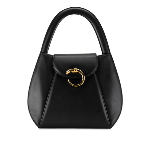 カルティエ パンテール ハンドバッグ ブラック ゴールド レザー レディース CARTIER 【中古】