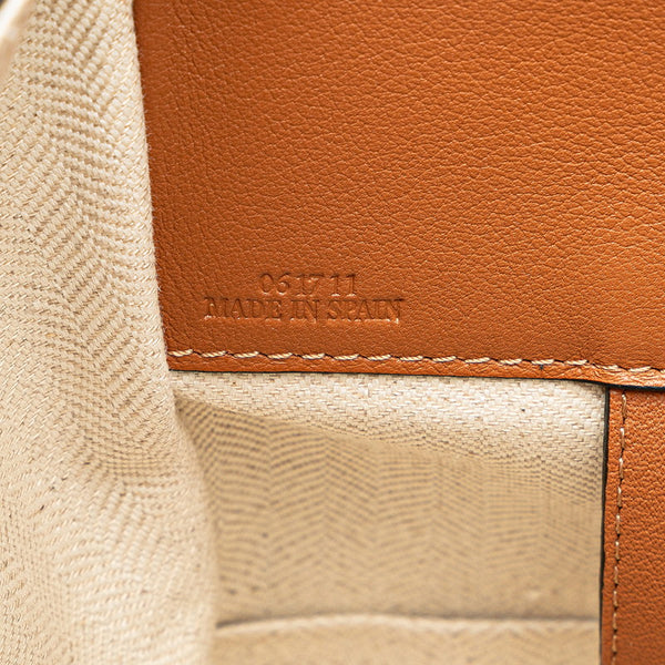 ロエベ ハンモック スモール ストライプ ハンドバッグ ショルダーバッグ 2WAY ブラウン マルチカラー キャンバス レザー レディース LOEWE 【中古】