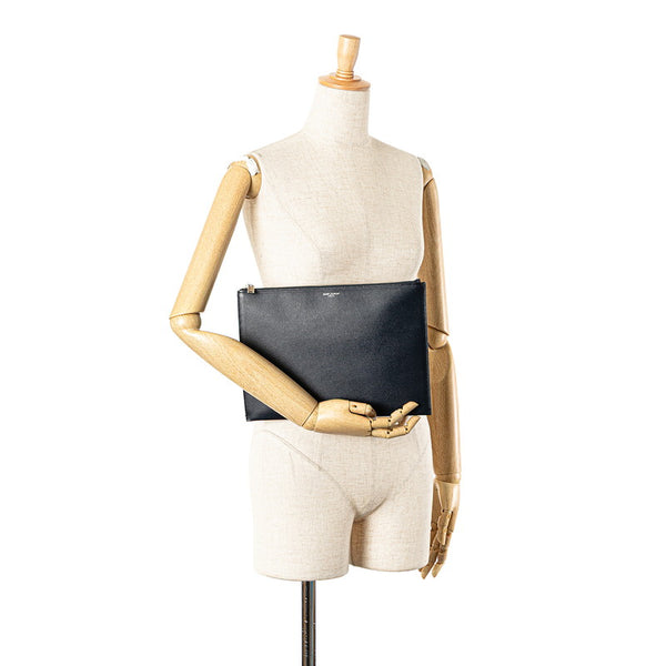 サンローラン クラッチバッグ ネイビー レザー レディース SAINT LAURENT 【中古】