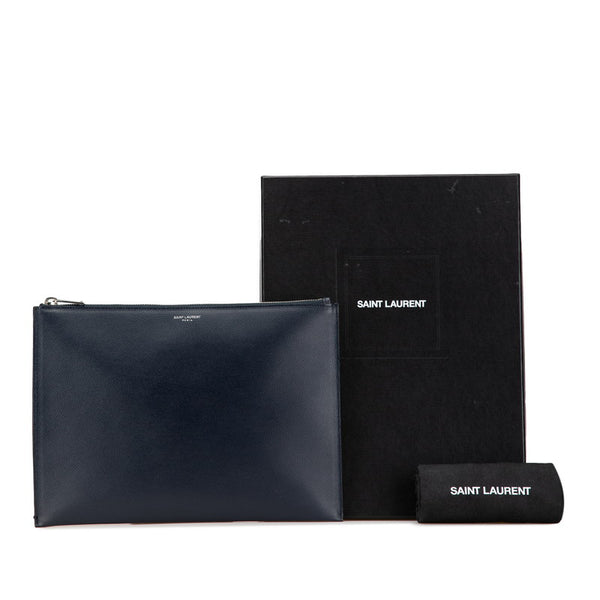 サンローラン クラッチバッグ ネイビー レザー レディース SAINT LAURENT 【中古】