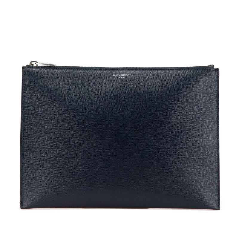 サンローラン クラッチバッグ ネイビー レザー レディース SAINT LAURENT 【中古】