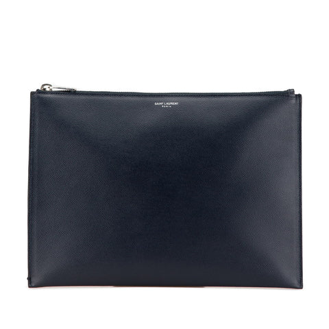 サンローラン クラッチバッグ ネイビー レザー レディース SAINT LAURENT 【中古】
