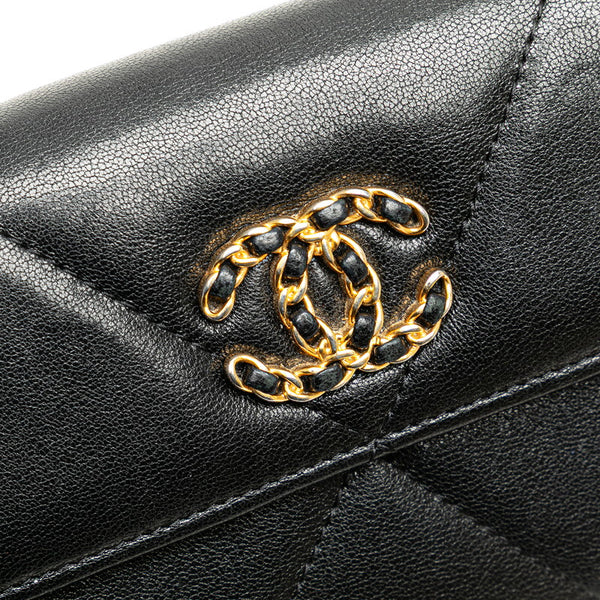 シャネル シャネル19 ココマーク チェーン 長財布 AP0955 ブラック ラムスキン レディース CHANEL 【中古】