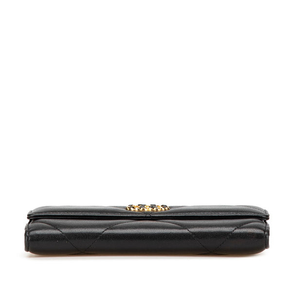 シャネル シャネル19 ココマーク チェーン 長財布 AP0955 ブラック ラムスキン レディース CHANEL 【中古】