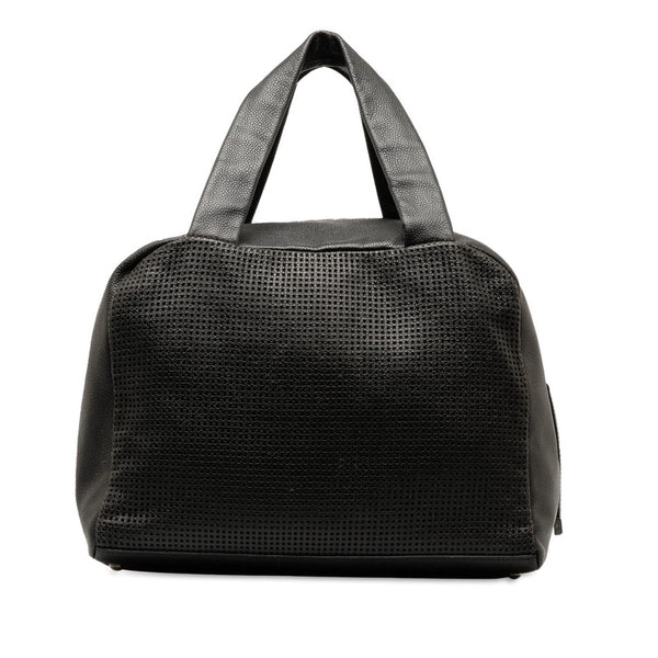 シャネル ココマーク ボストンバッグ ブラック マットキャビアスキン パンチングレザー レディース CHANEL 【中古】