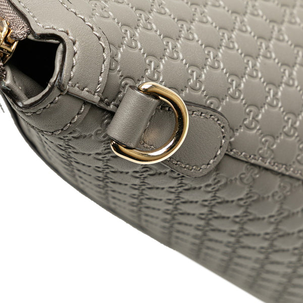 グッチ マイクロ グッチシマ ショルダーバッグ トートバッグ 449656 グレー レザー レディース GUCCI 【中古】