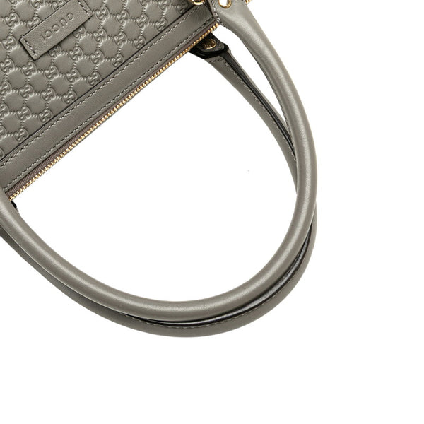 グッチ マイクロ グッチシマ ショルダーバッグ トートバッグ 449656 グレー レザー レディース GUCCI 【中古】