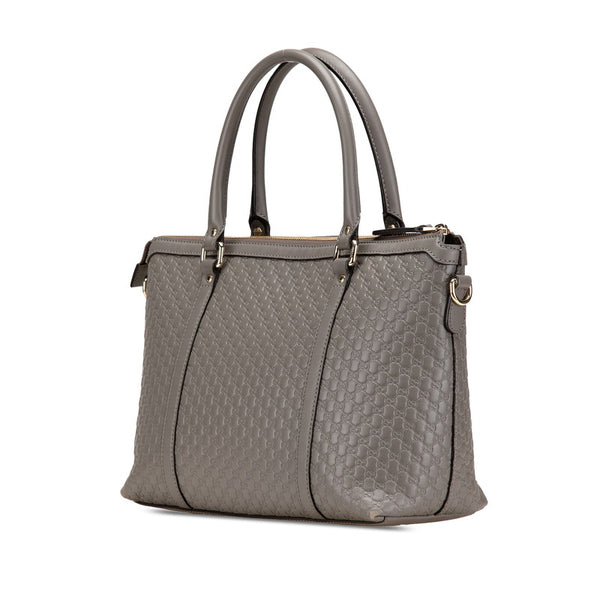 グッチ マイクロ グッチシマ ショルダーバッグ トートバッグ 449656 グレー レザー レディース GUCCI 【中古】