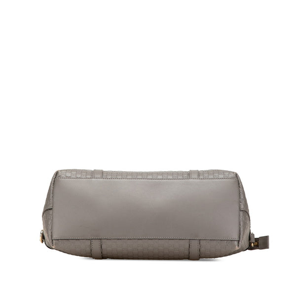 グッチ マイクロ グッチシマ ショルダーバッグ トートバッグ 449656 グレー レザー レディース GUCCI 【中古】