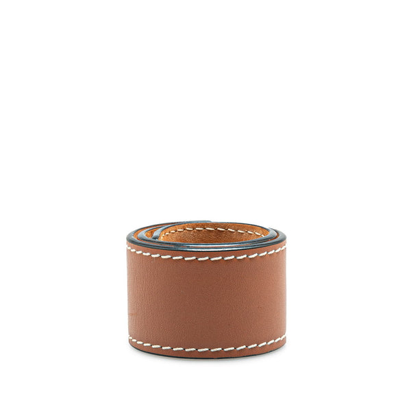 ロエベ アナグラム スラップ ブレスレット スモール バングル ブラウン レザー レディース LOEWE 【中古】